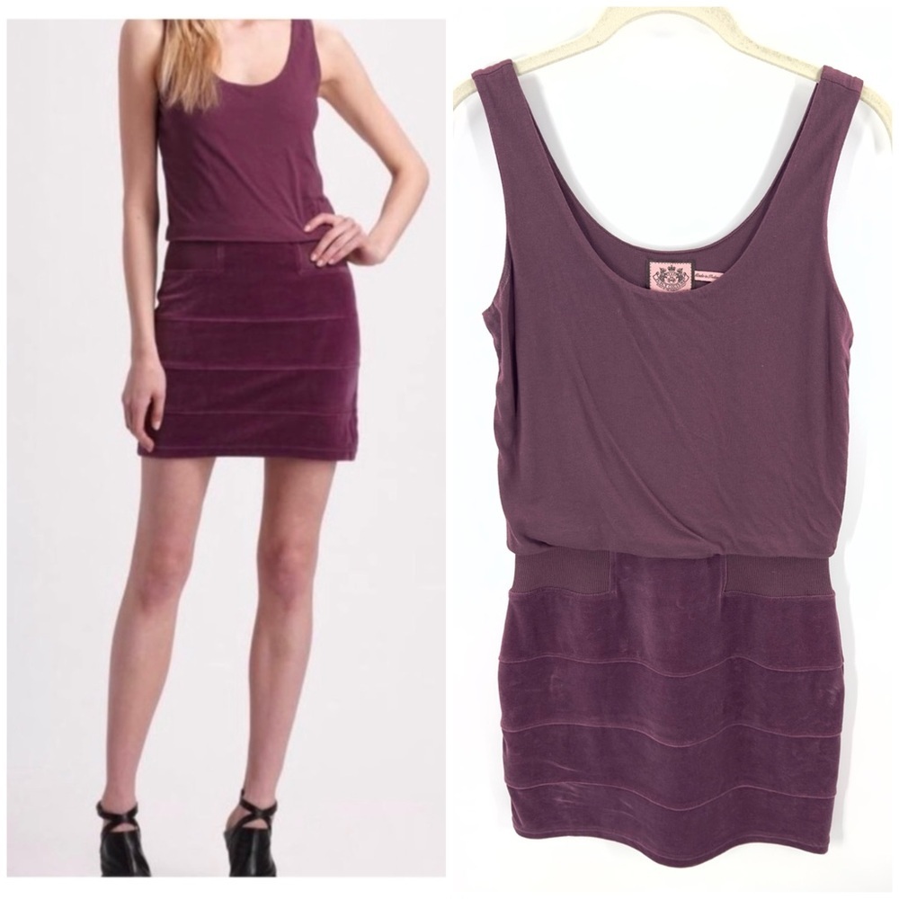 Juicy Couture Y2K Dress Womens Small Velour Bandage Skirt Mini Soft Stretch Twee